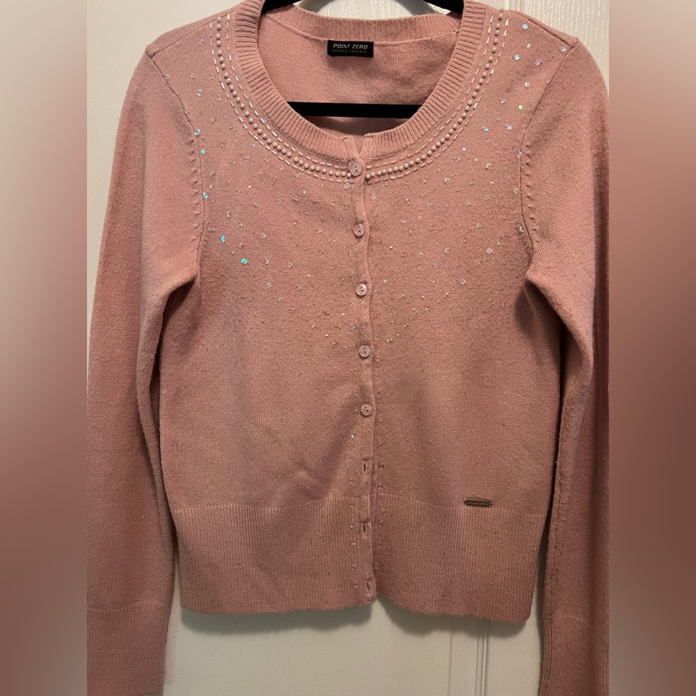 Point Zero Women's Cardigan in Soft Blush Pink with Sparkle detail 💝 - Picture 2 of 8
